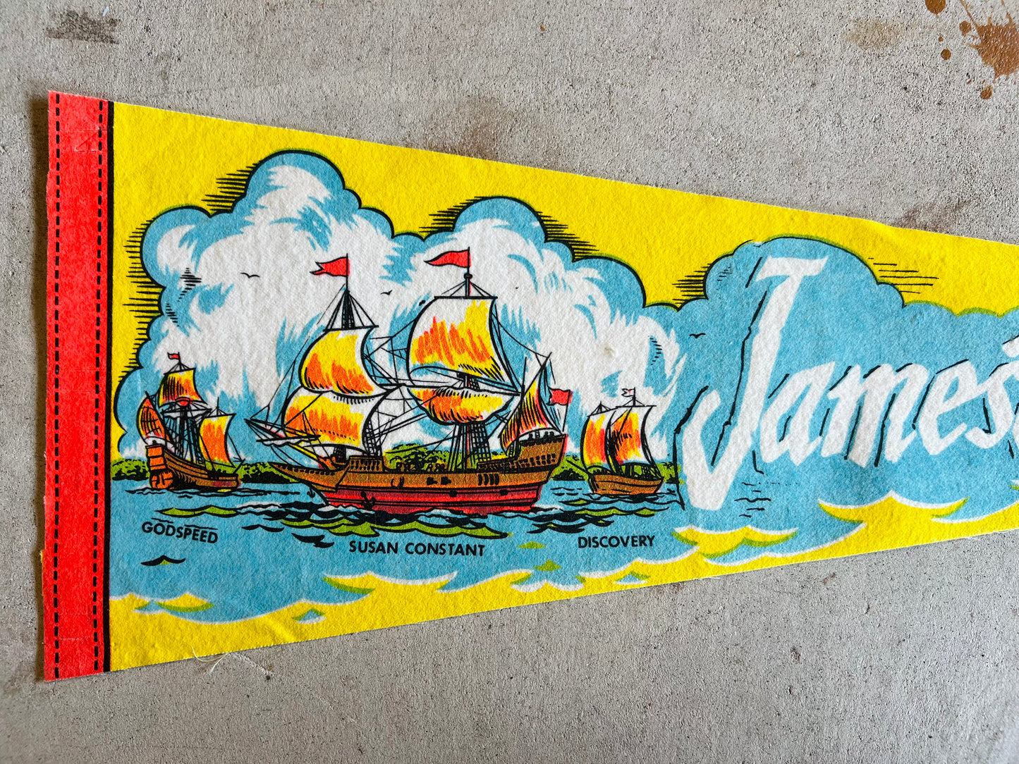 VINTAGE SOUVENIR PENNANT - JAMES TOWN VIRGINIA