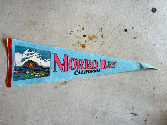 VINTAGE SOUVENIR PENNANT- MORRO BAY CALIFORNIA BLUE